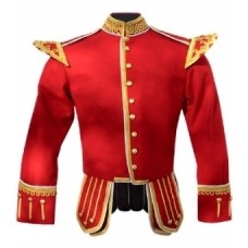 Red Pipe Band Doublet Gold Piping Gold Thistle Buttons
